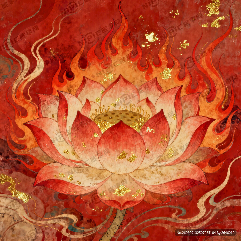 参考敦煌壁画中 火焰莲花   