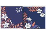 深蓝底花卉图案设计素材