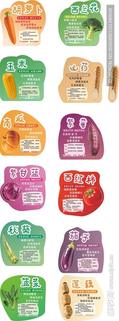 食补色卡 十二种蔬菜营养图鉴