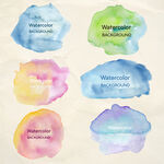 多彩水彩云形标签设计