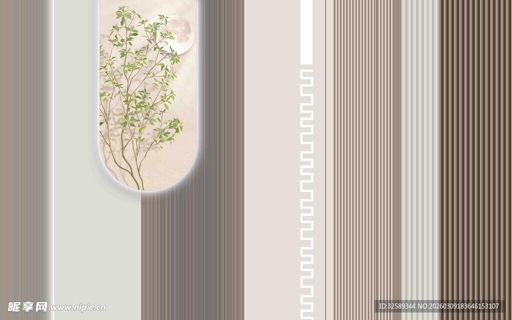 简约植物条纹装饰图案