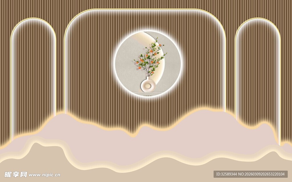 梦幻拱形背景中的精致图案