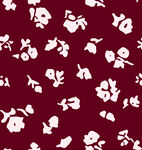深红背景白色花卉图案