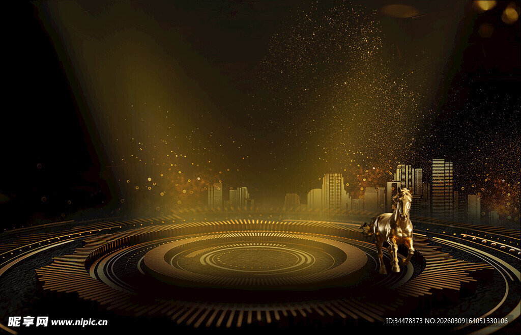 马年黑金科技背景