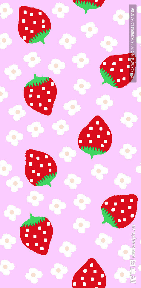 草莓花朵粉色背景图案