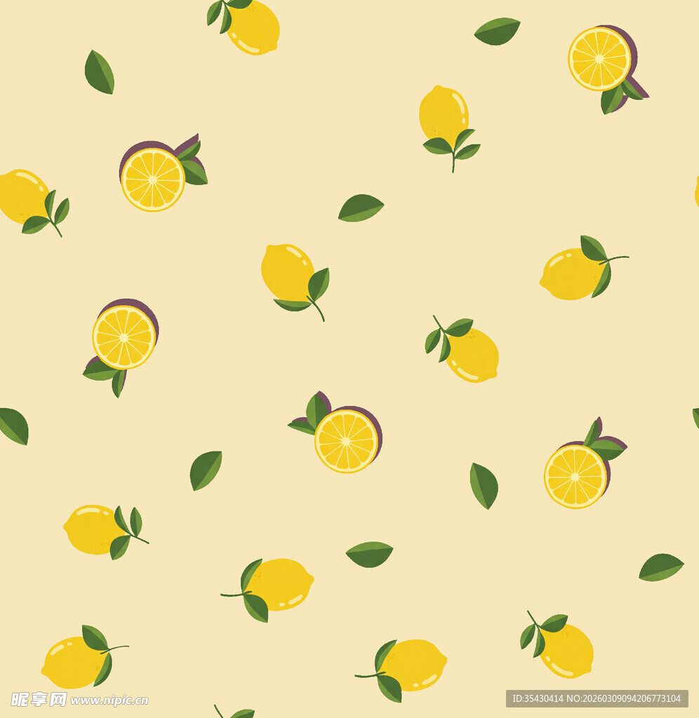 柠檬图案背景 清新可爱