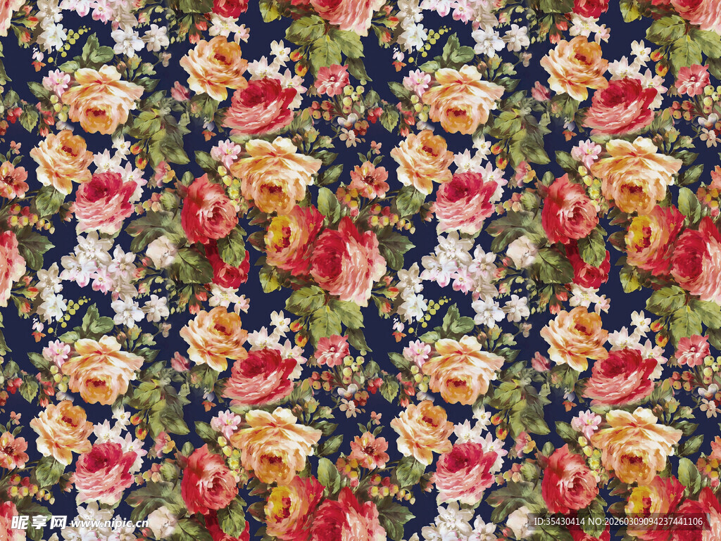 复古花卉图案布料纹理