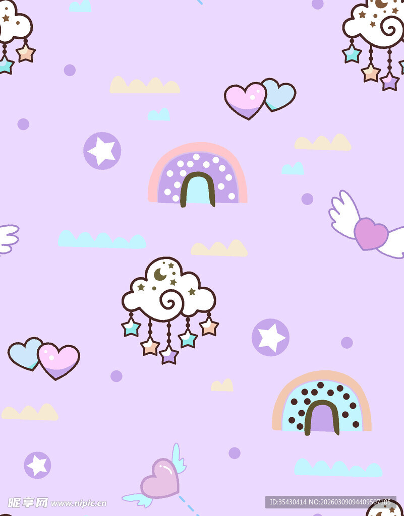 梦幻可爱卡通图案背景