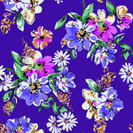 紫色花卉图案印花布料
