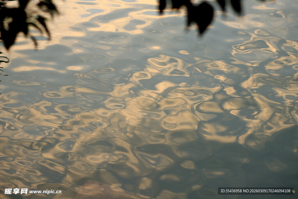波光粼粼的水面倒影