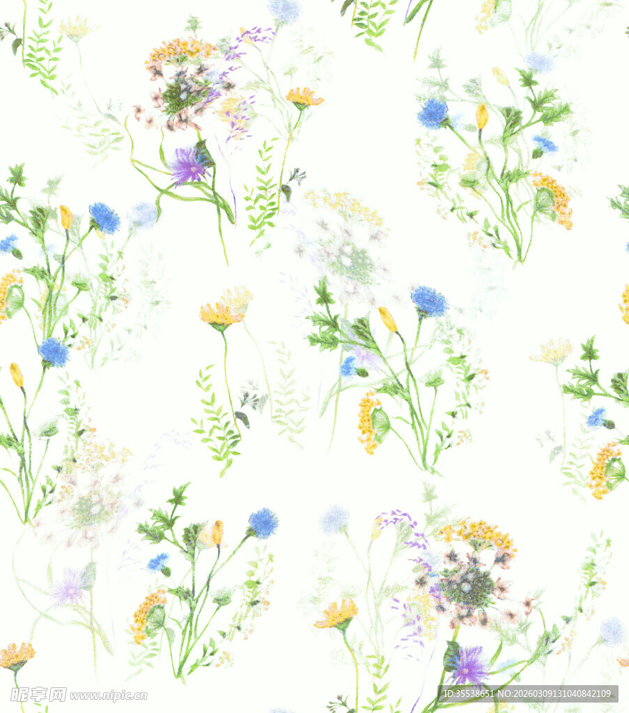 清新手绘花卉图案背景