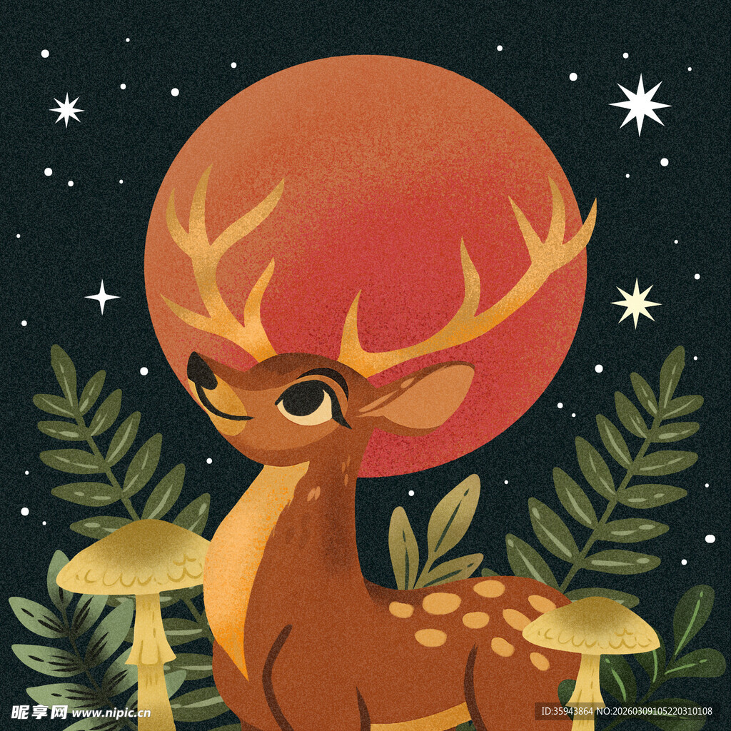 小鹿与梦幻植物