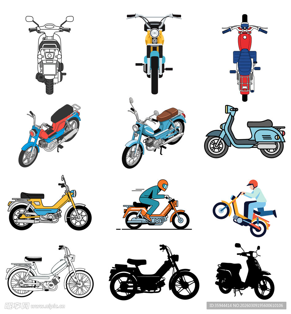 卡通摩托素材