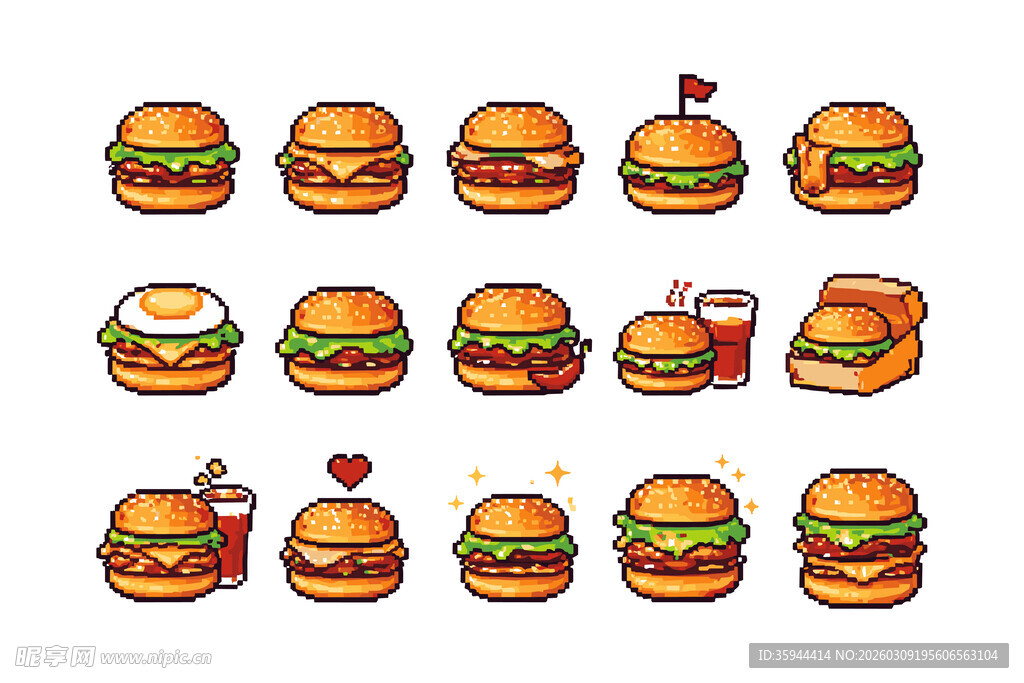 像素汉堡素材