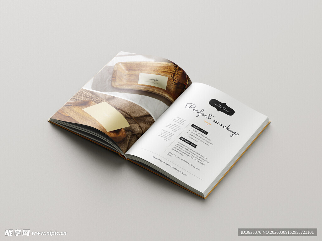 翻开的精美画册展示样机