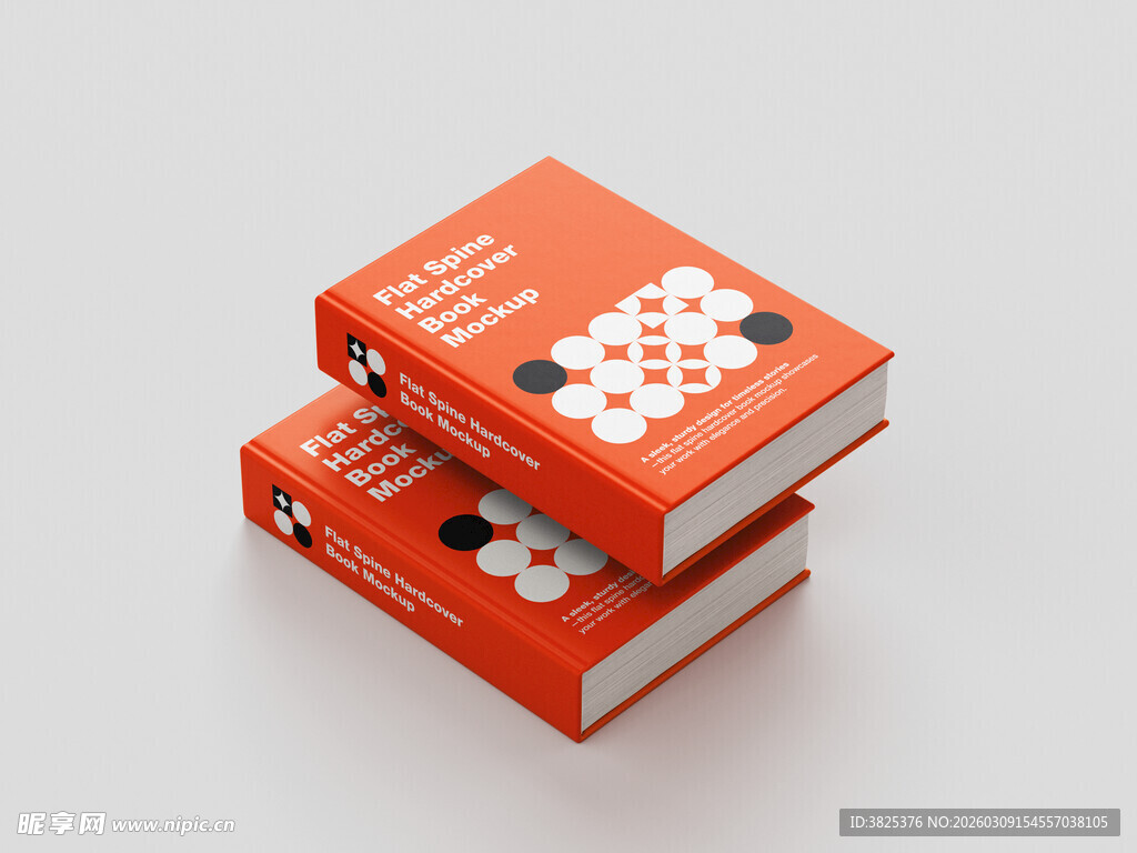 橙色图案堆叠书籍展示样机