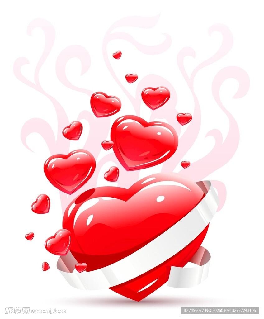 爱心纷飞的浪漫场景