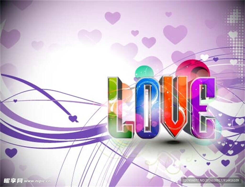 浪漫爱心主题LOVE艺术字