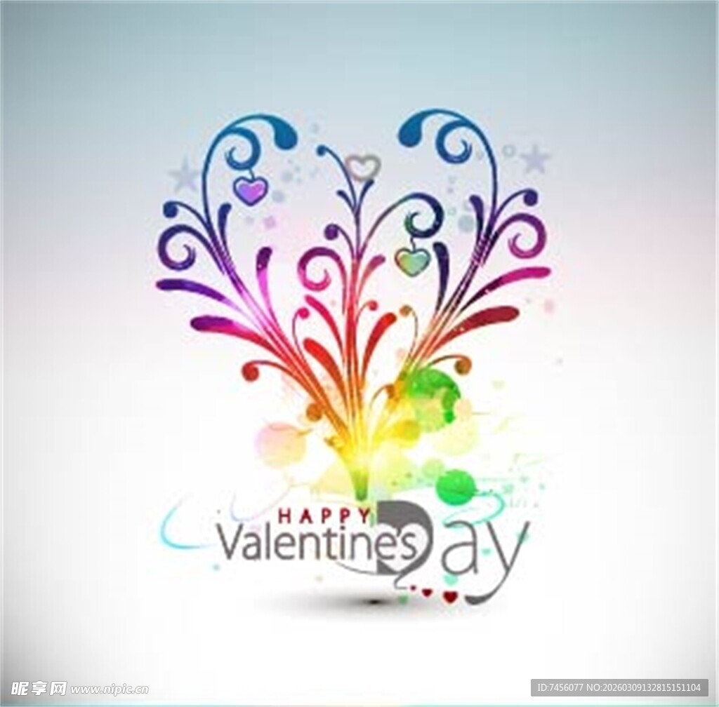 情人节多彩爱心装饰图案