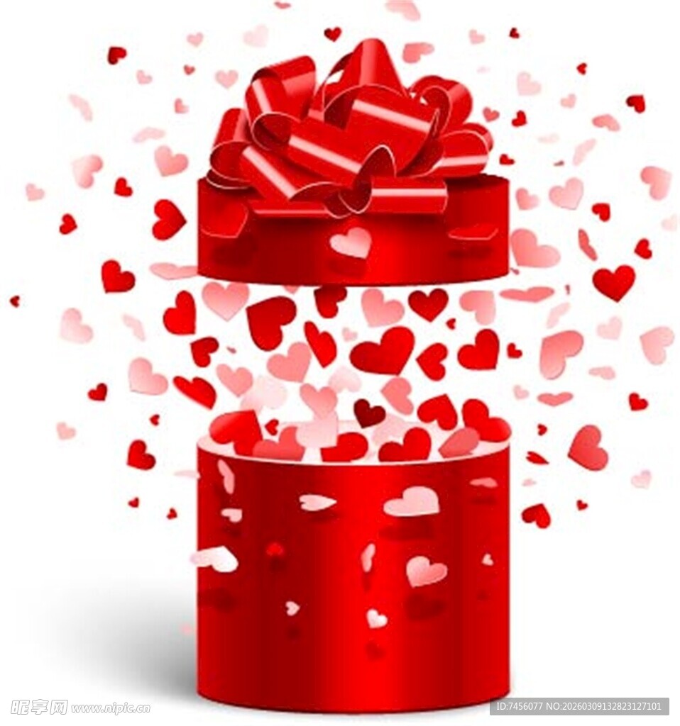 红色礼盒绽放浪漫爱心