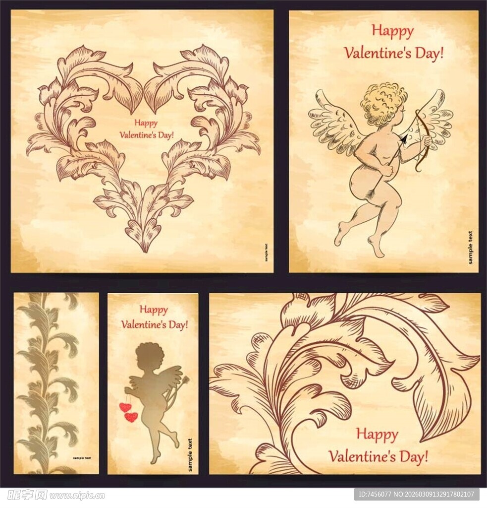 复古风浪漫节日装饰图案