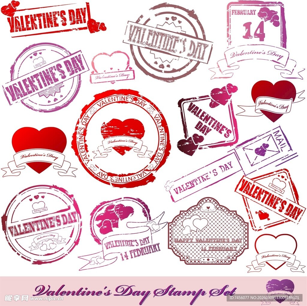 情人节邮票贴纸素材