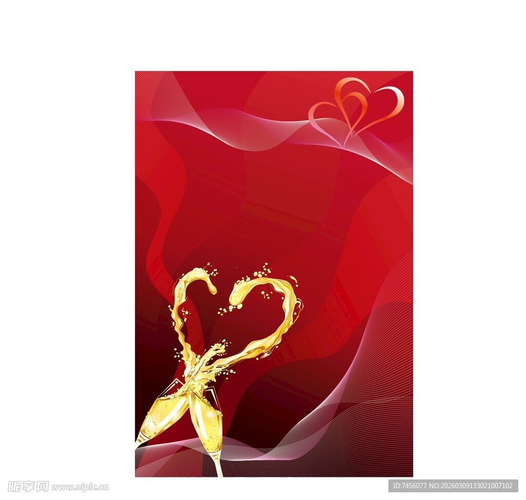 红色背景爱心装饰图案