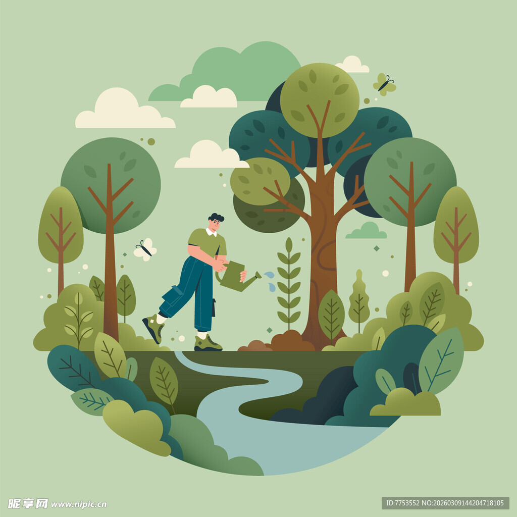 植树节插画