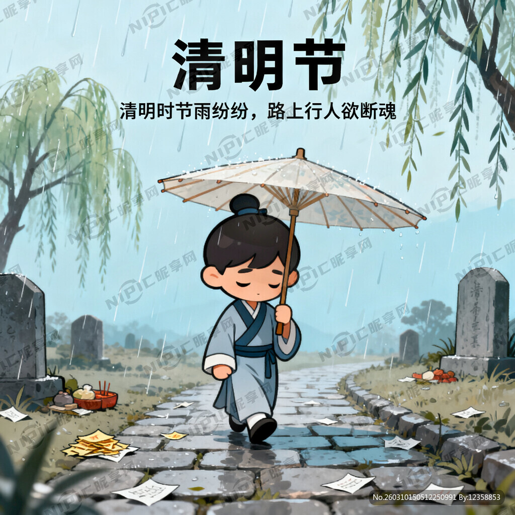 做一张清明节的卡通海报