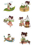 端午习俗手绘卡通人物插画