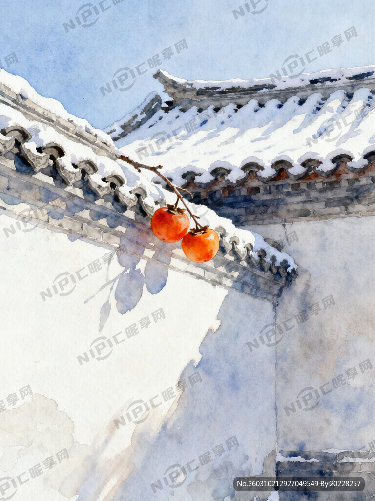 初雪后的北方四合院