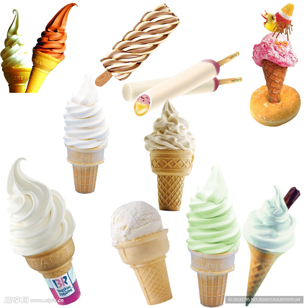 多样美味冰淇淋展示