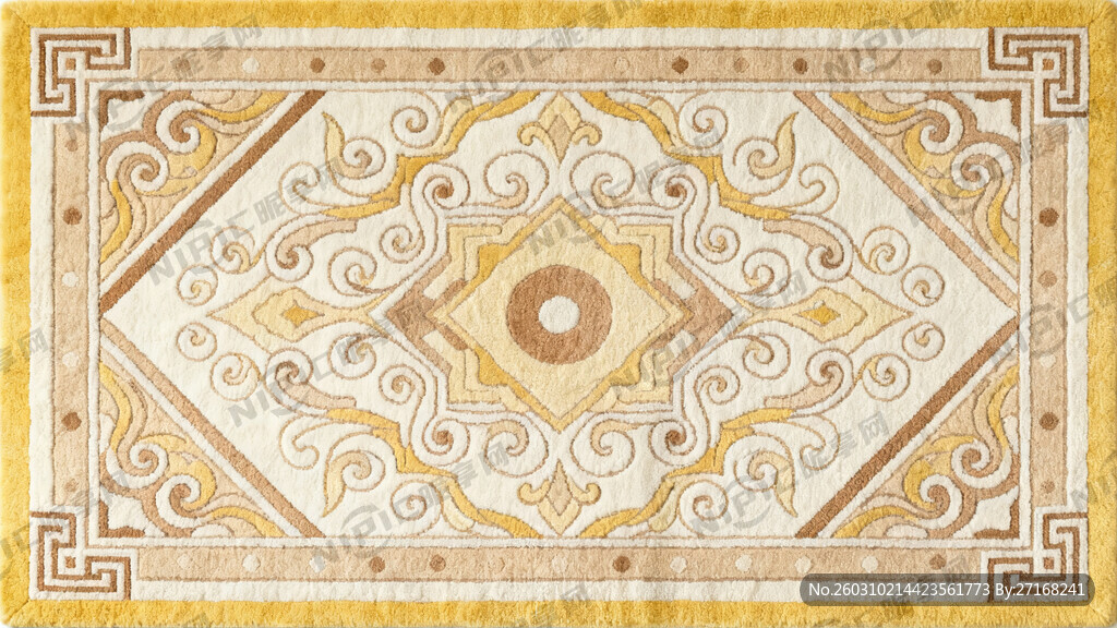 敦煌风格地毯颜色素点正面图