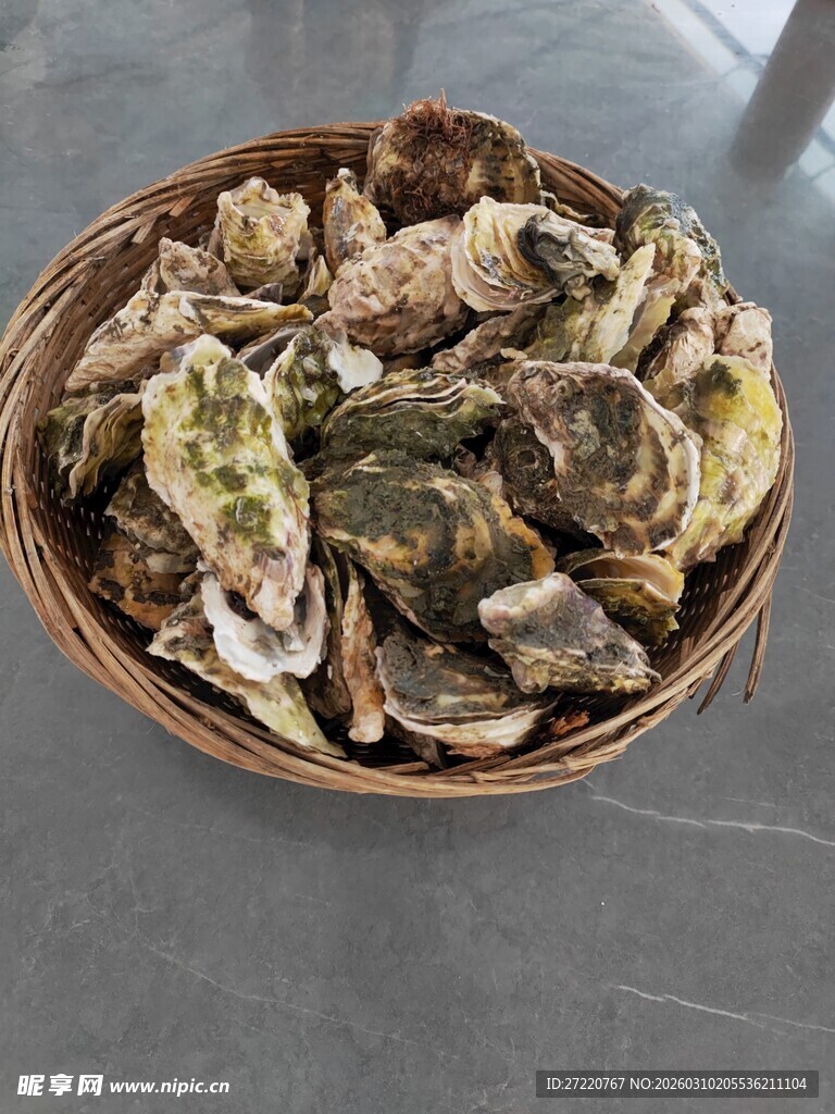 一篮新鲜生蚝