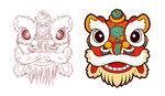 传统舞狮头图案设计稿