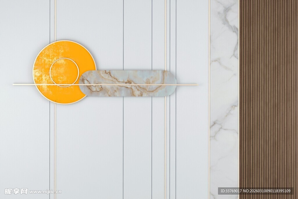 格栅中式山水背景墙