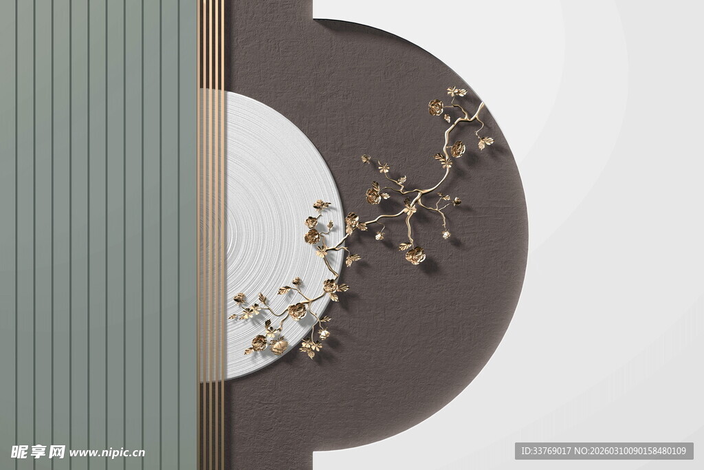 中式格栅家和万事兴背景墙