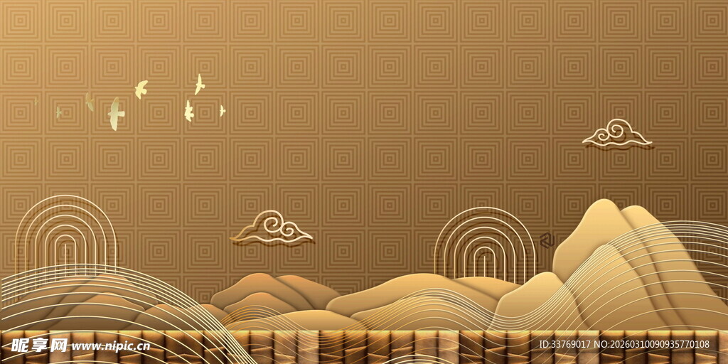 中式格栅背景墙