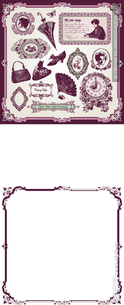 紫色边框装饰图案设计