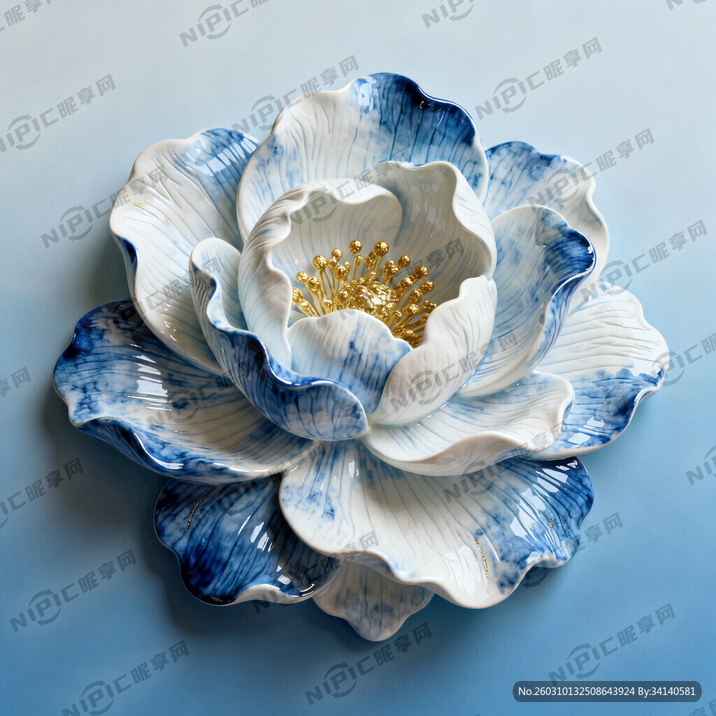 浅蓝色为底色 花瓣纹理细腻