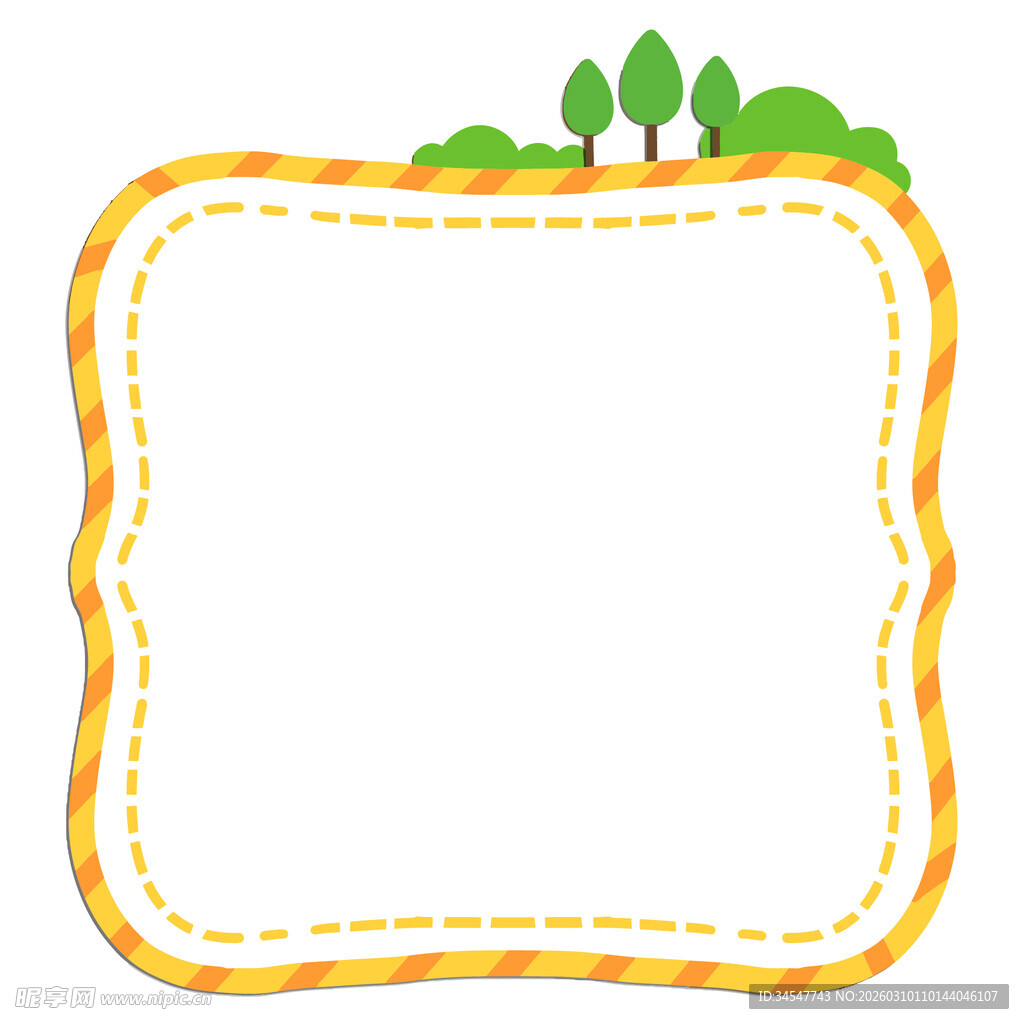 卡通绿植边框空白图片