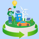 绿色能源与环保出行概念图