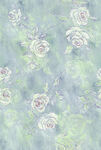 数码印花淡蓝底色白玫瑰花纹图案