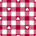 红白格子爱心图案背景