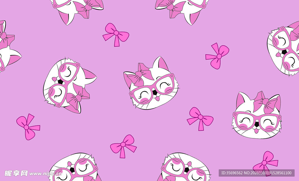 可爱猫咪蝴蝶结粉色图案