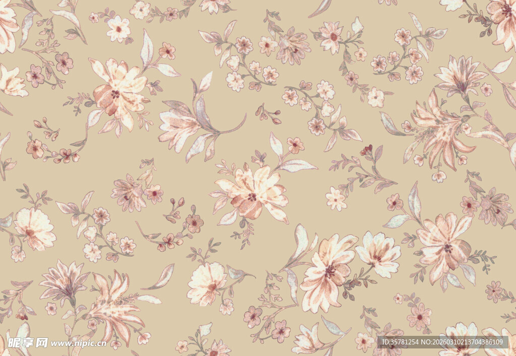 浅米色底花卉图案纹理