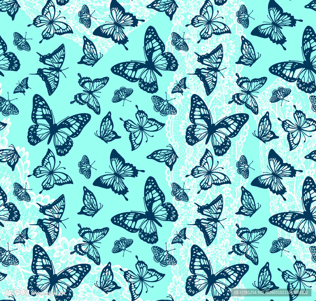 蓝绿色蝴蝶图案背景