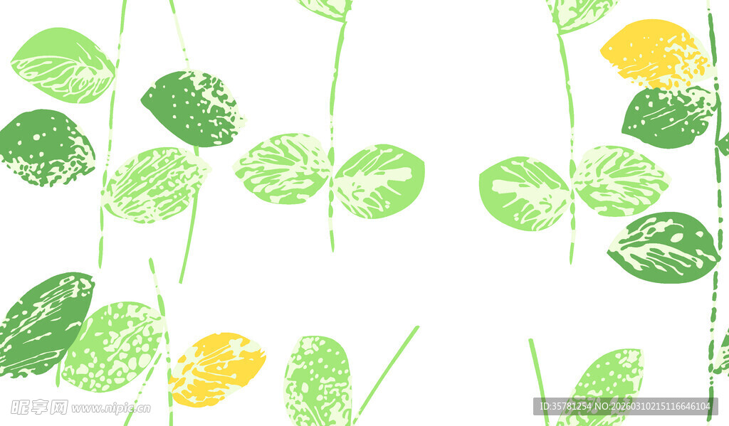 清新绿叶花卉图案背景