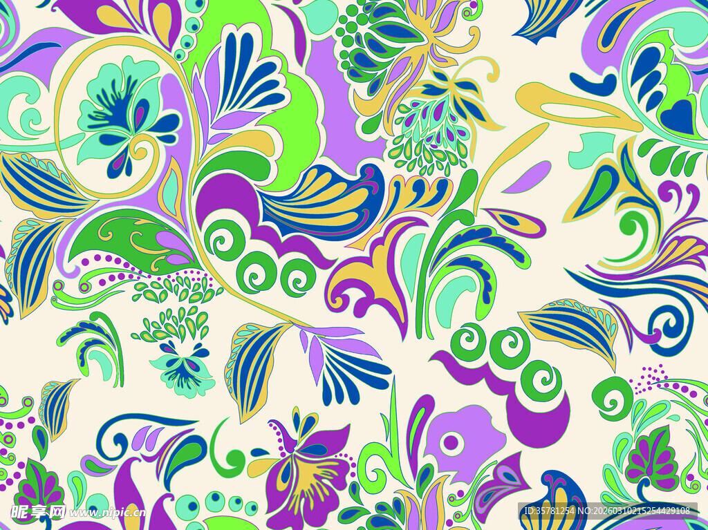 多彩花卉抽象图案背景