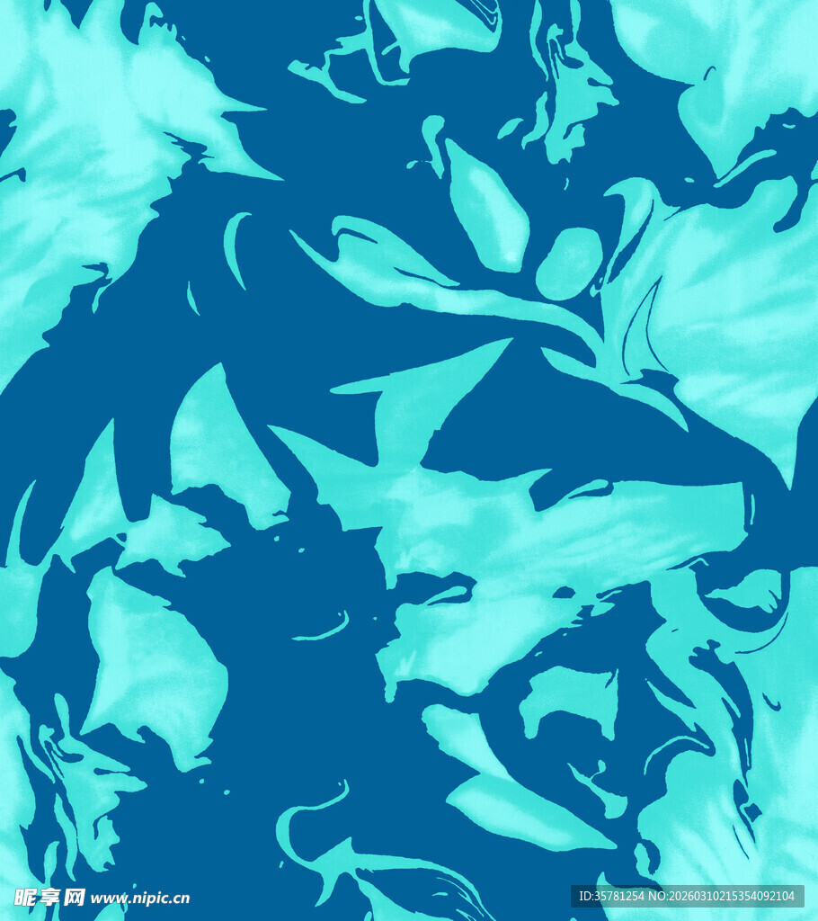 蓝绿色抽象花卉图案背景